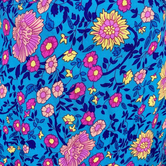 ZESICA Boho Chic Floral Mini Wrap Dress Womens Sz L Turquoise Blue Spring Summer - Picture 4 of 9